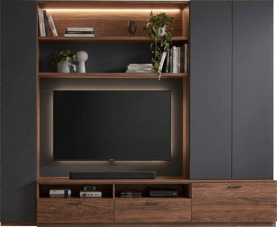 Mueble de TV Altaviza en acabado nogal y gris