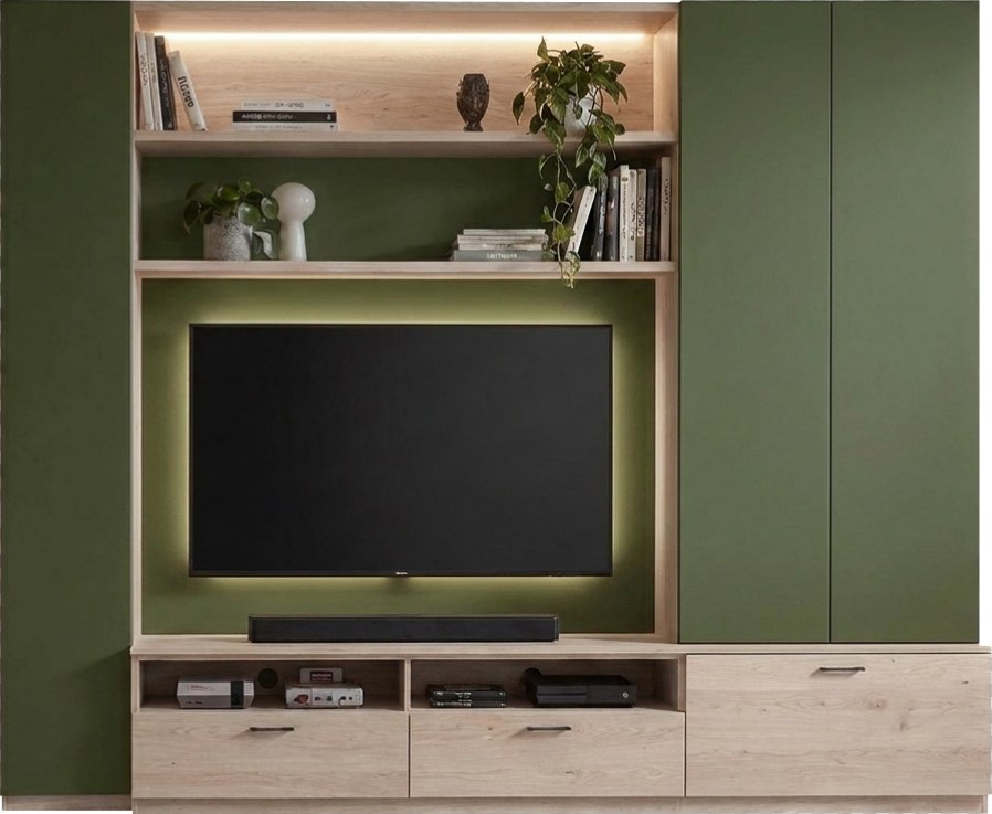 Mueble de TV Altaviza en acabado verde y roble